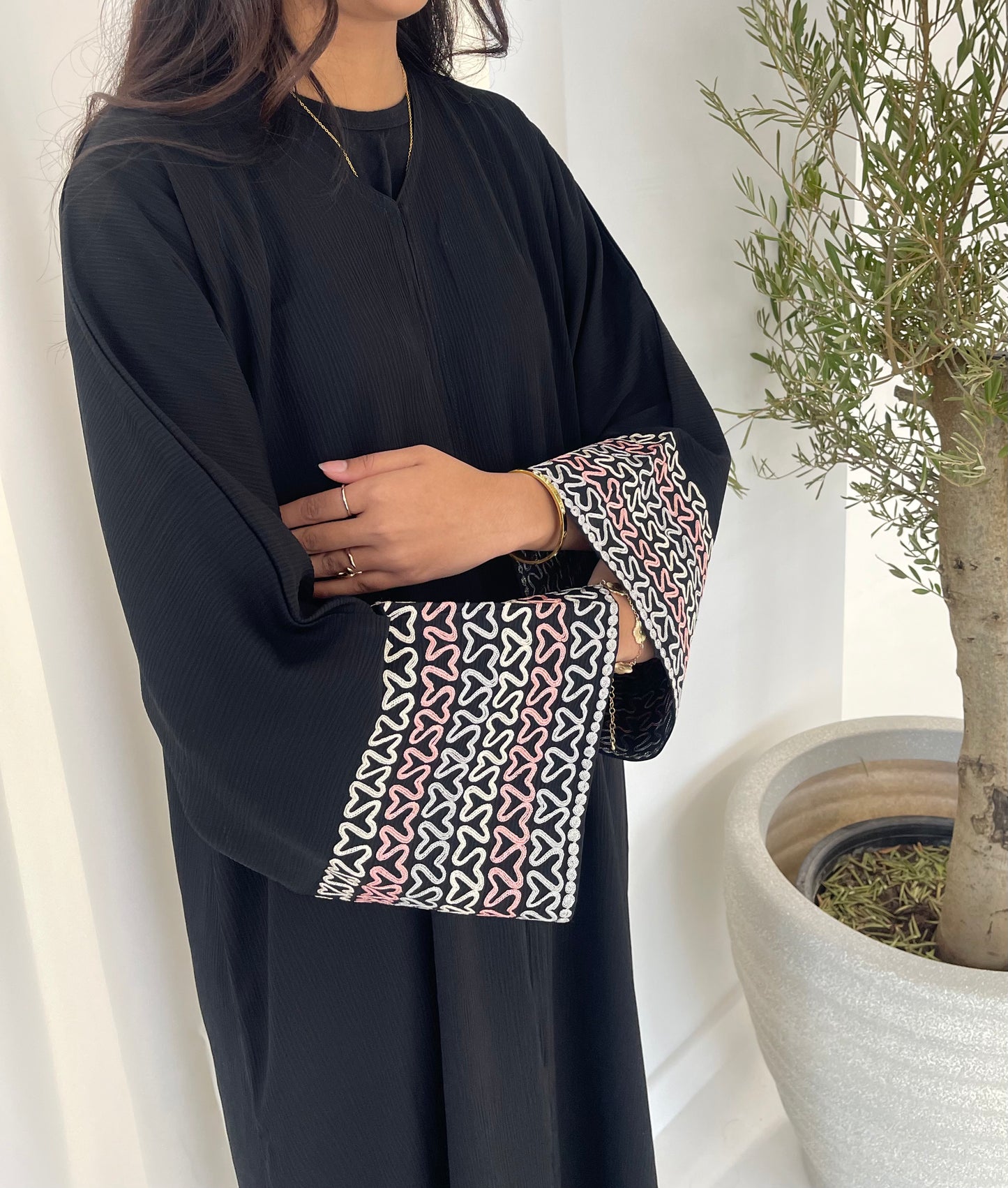 Embroidery Heart Abaya